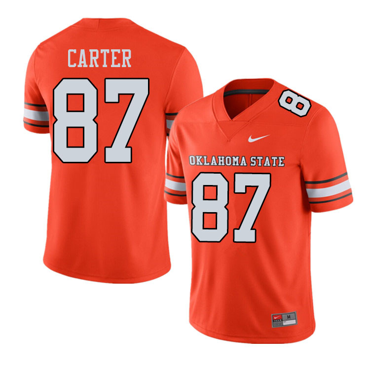 Men #87 Logan Carter Oklahoma State Cowboys College Football Jerseys Sale-Alternate Orange